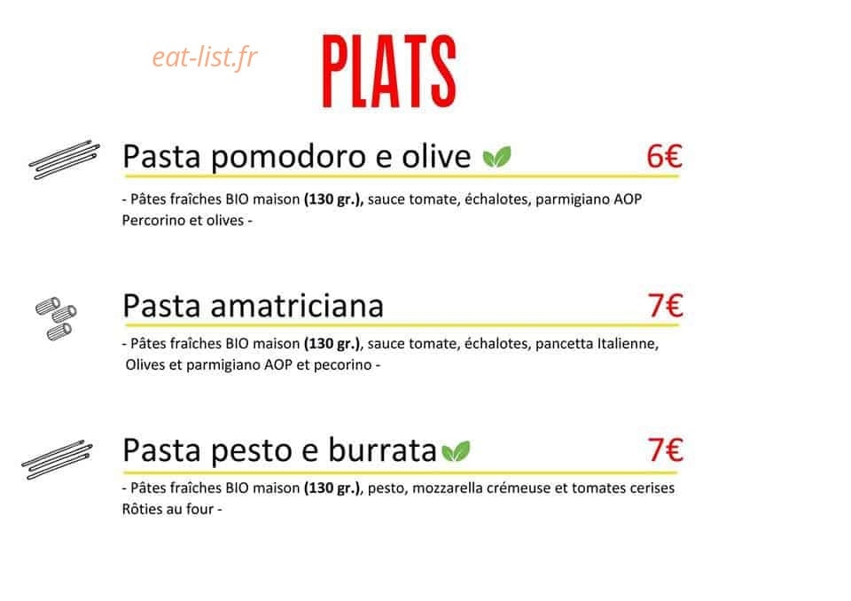 Ici Pasta — carte page 1