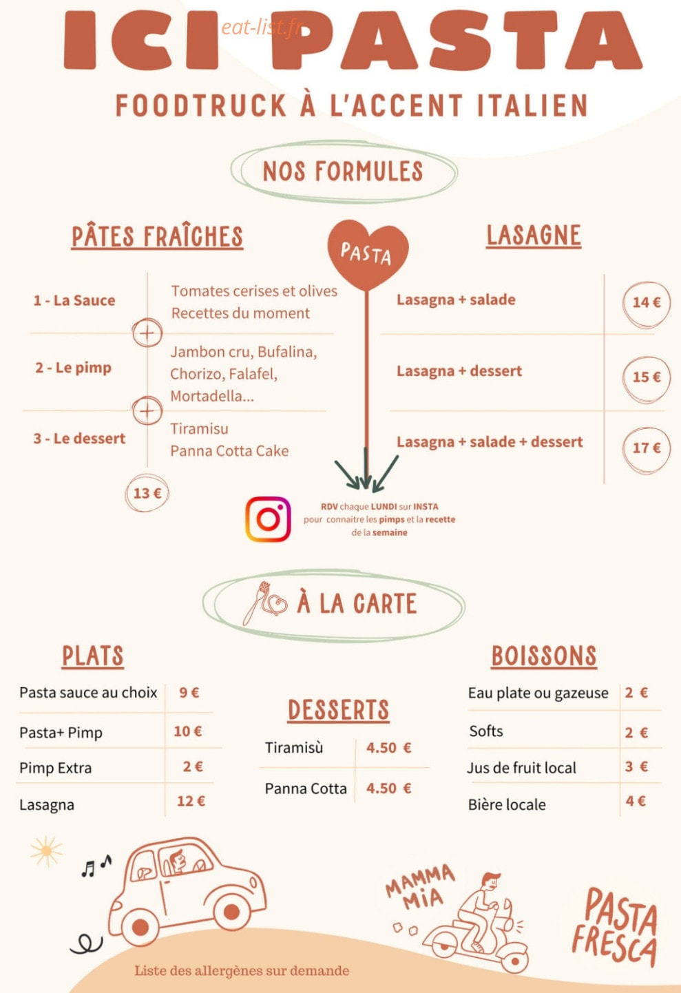 ICI Pasta — carte page 1