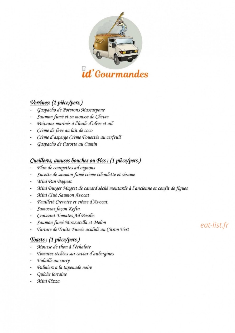 Id' Gourmandes — carte page 1