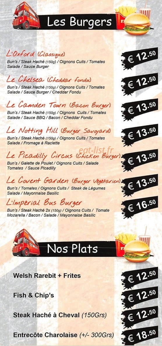 Imperial Bus Diner — carte page 3