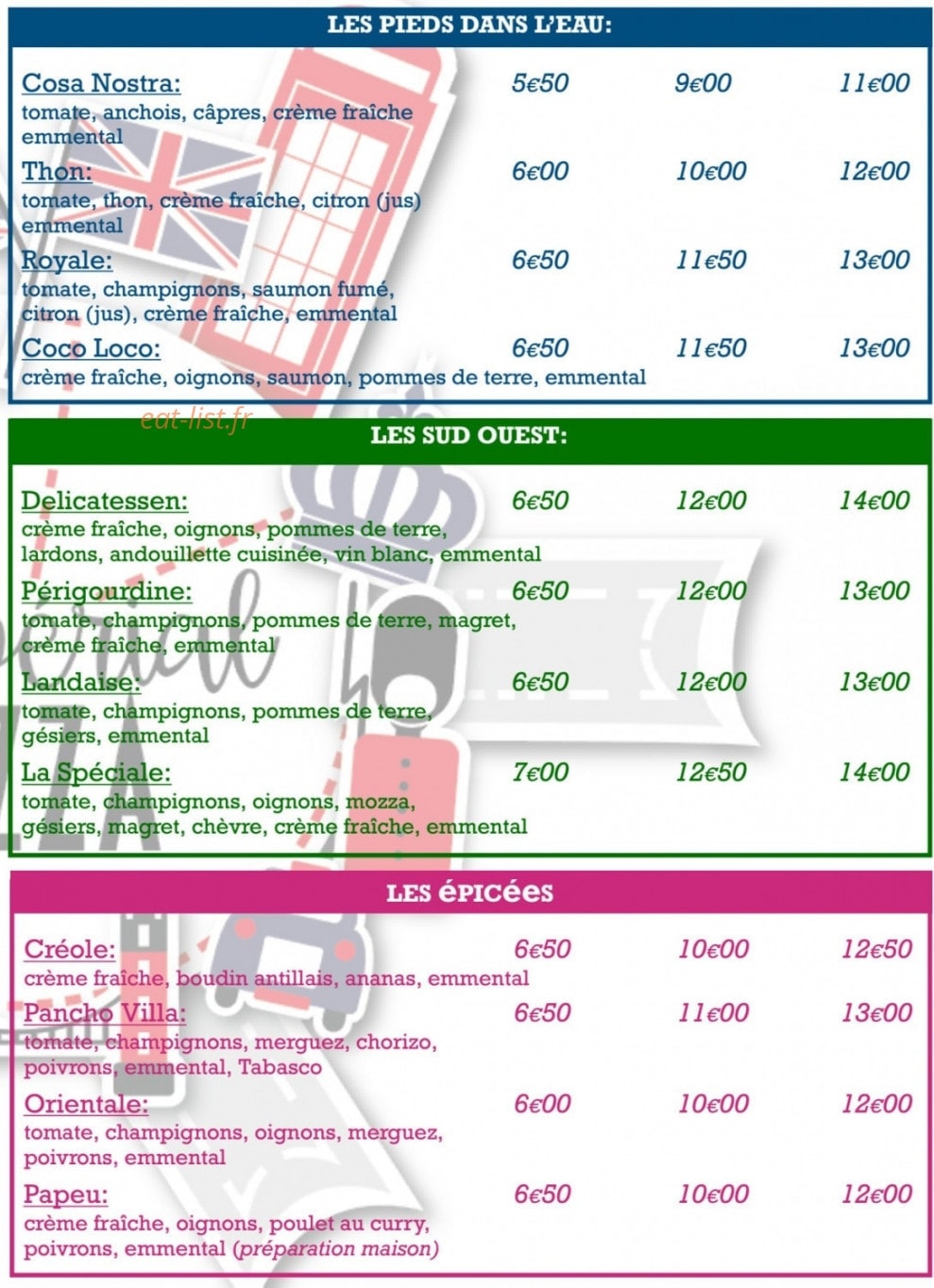 Impérial Pizza — carte page 2
