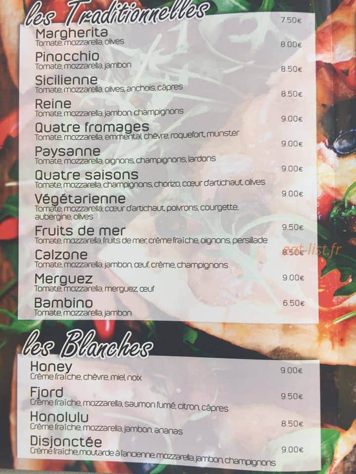 J'm Pizza — carte page 1