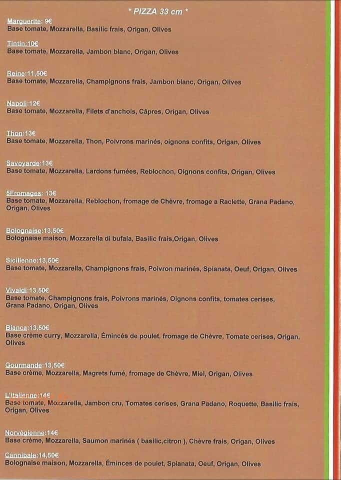 J'M pizza — carte page 2