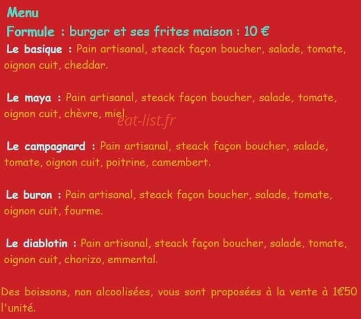 Japounette Burger — carte page 1