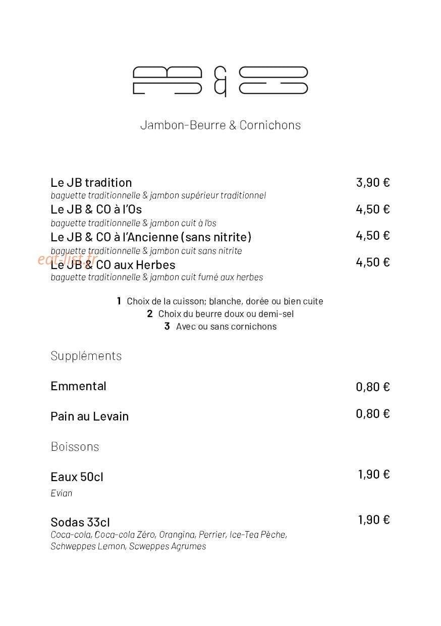 JB & CO — carte page 1