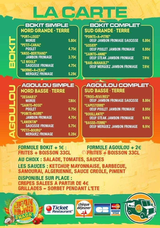 Jean nono snack — carte page 2