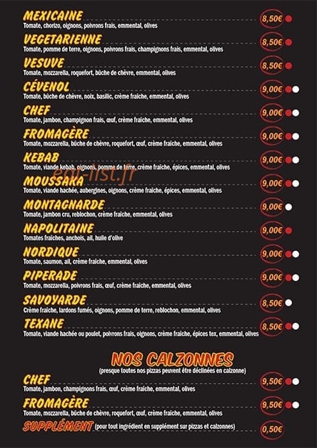 Jeannot Pizza — carte page 3