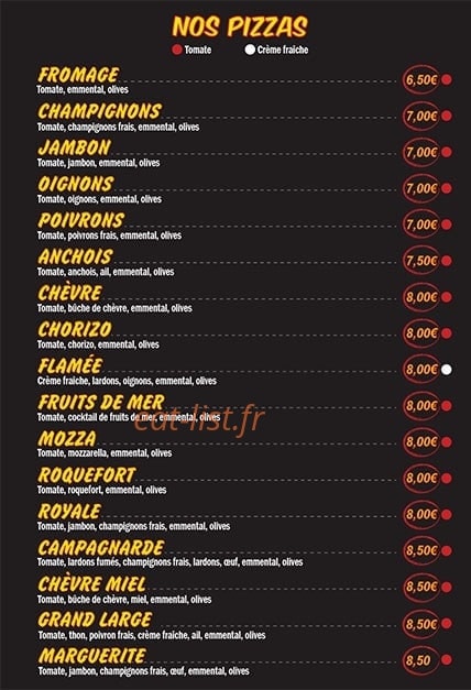 Jeannot Pizza — carte page 2