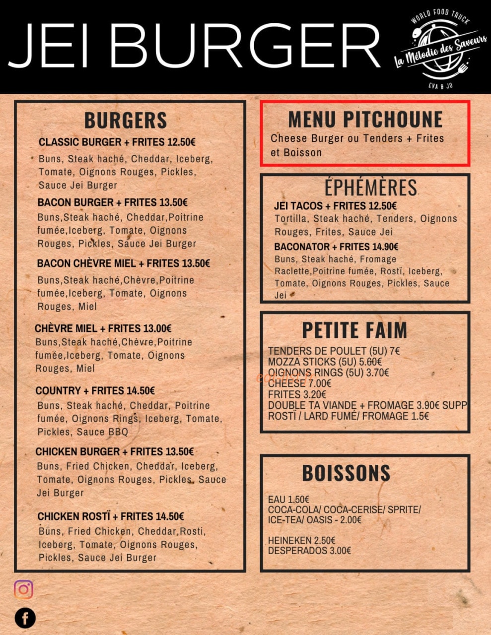 Jei Burger — carte page 1