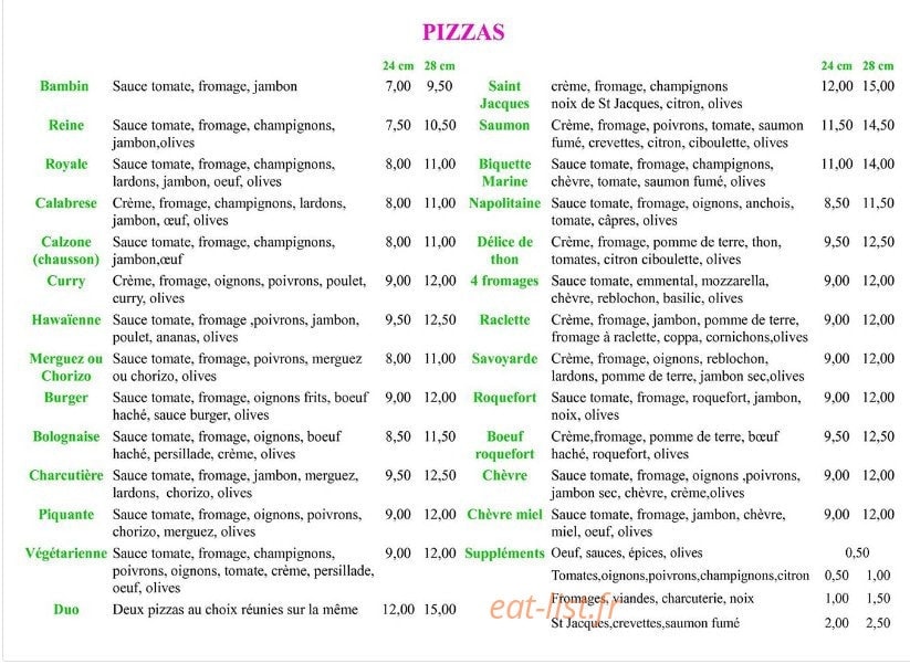 Jenny Pizz' — carte page 1
