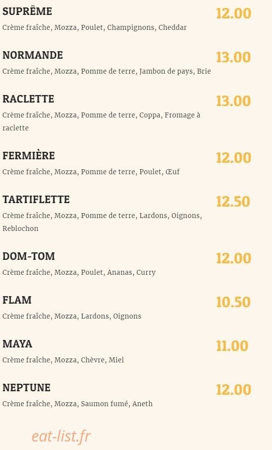 Jim Pizza — carte page 1
