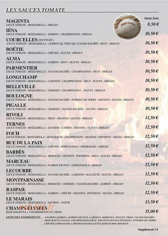 Jimmy's Pizza — carte page 1
