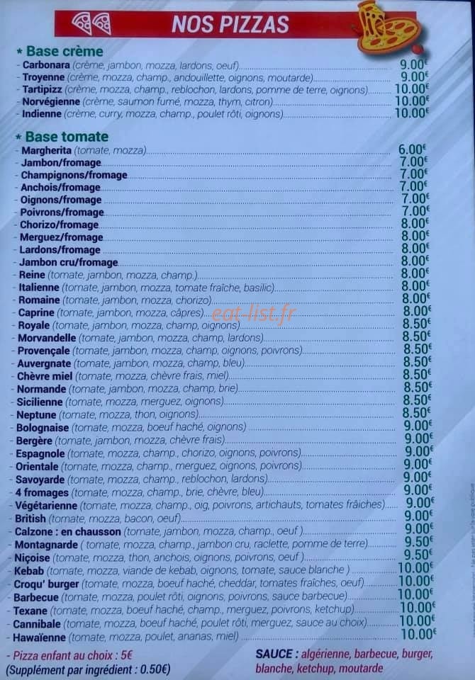 Joy Pizz’ — carte page 1