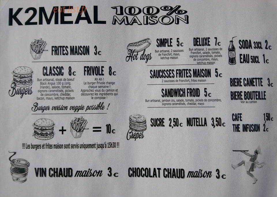 K2meal — carte page 1