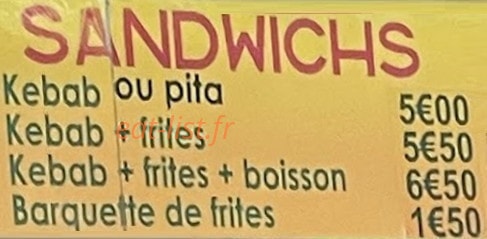 Kebab du Prado — carte page 1