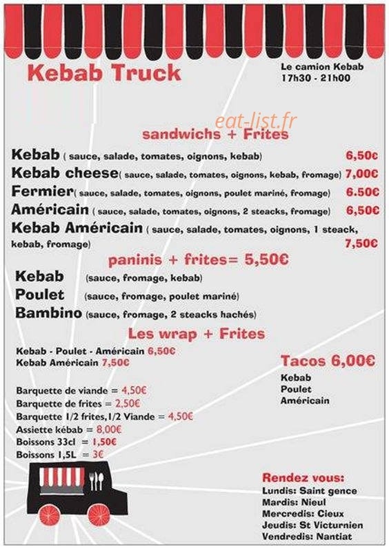 Kebab Truck - Food Truck Ã  Nantiat, Saint Victurnien, Cieux - menu et