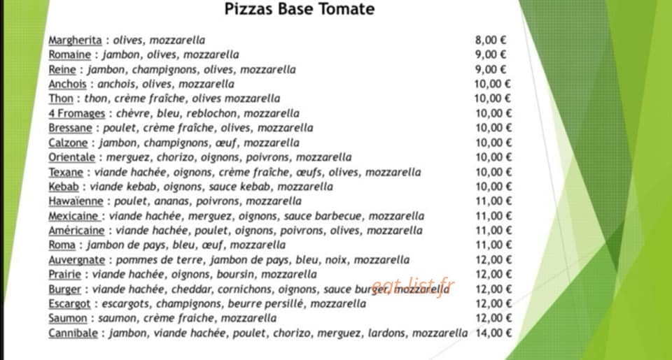 Kéké pizza — carte page 1
