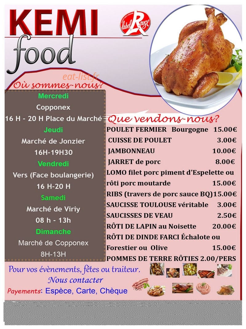 Kemi-Food — carte page 1