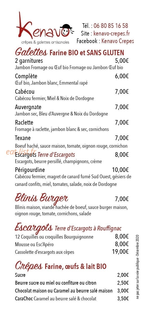 Kenavo Crêpes — carte page 1