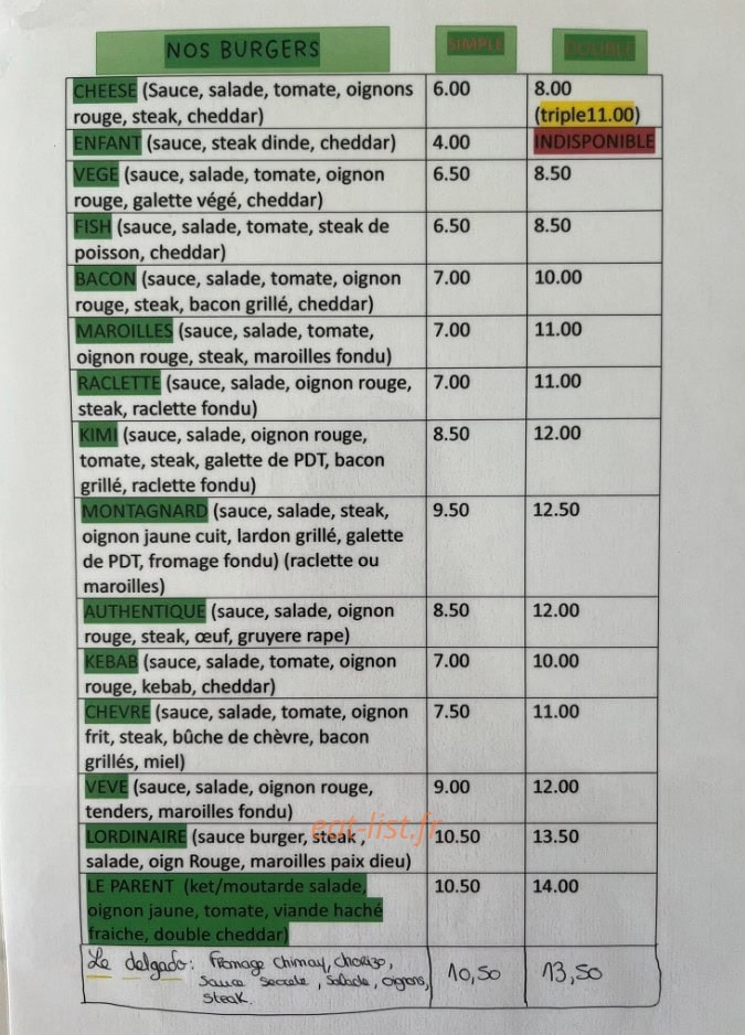Kim’frites — carte page 1