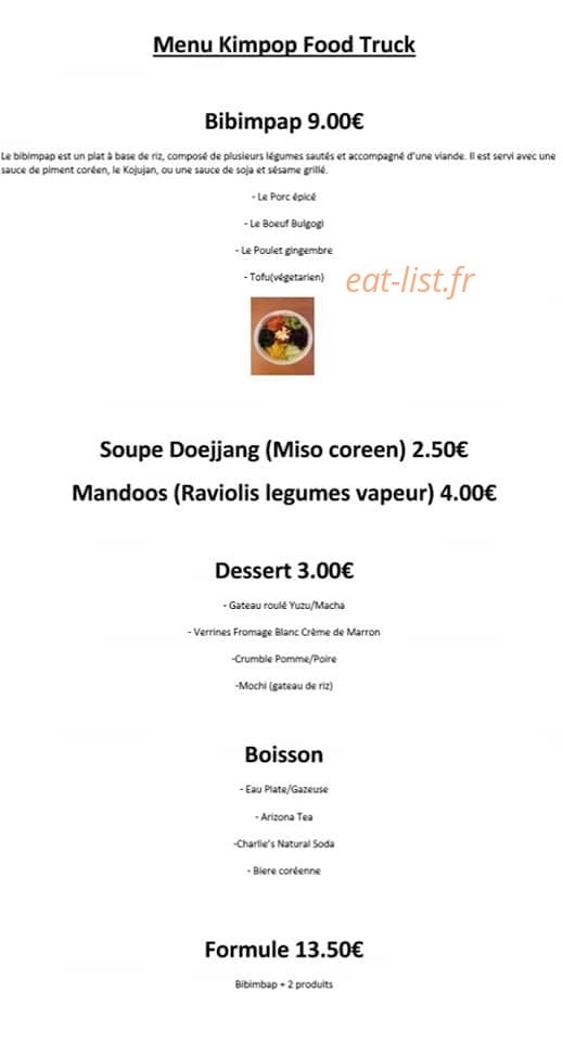 Kimpop — carte page 1