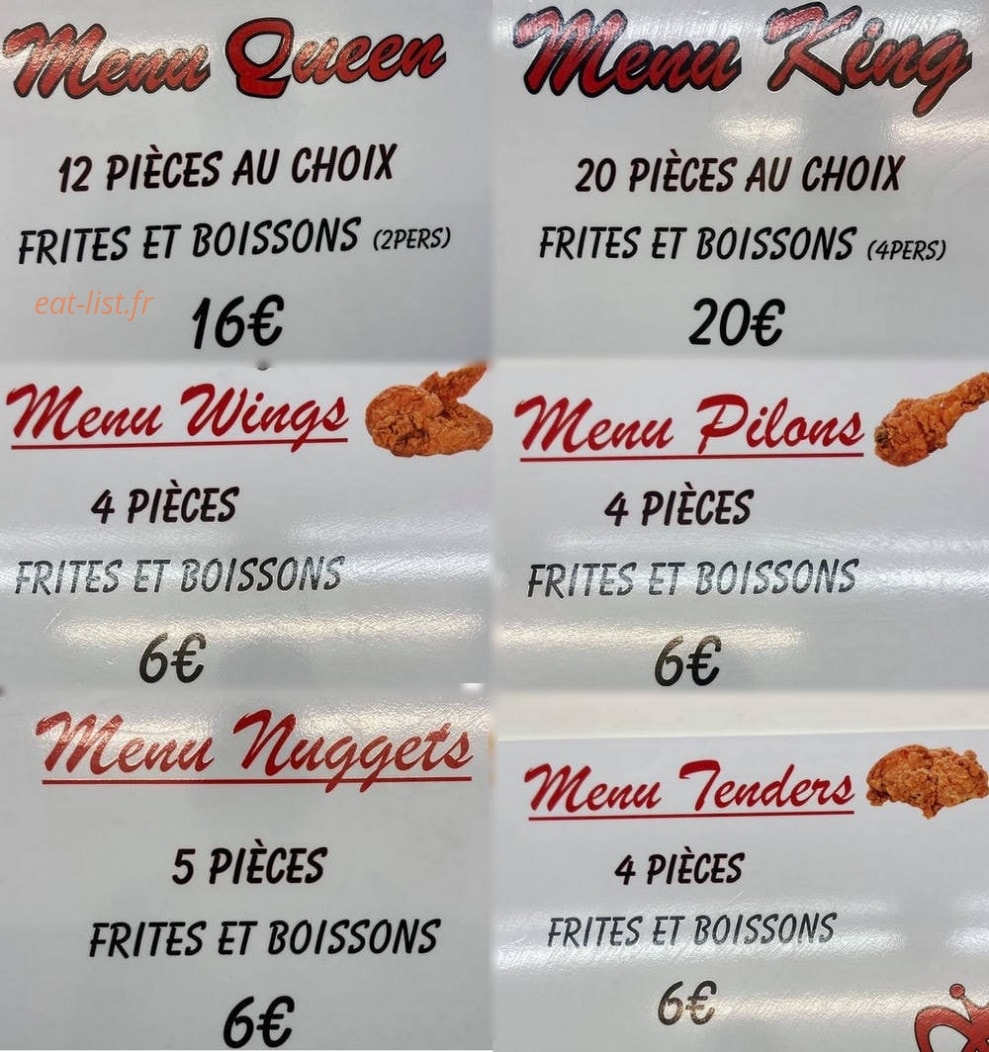 King Chicken — carte page 1