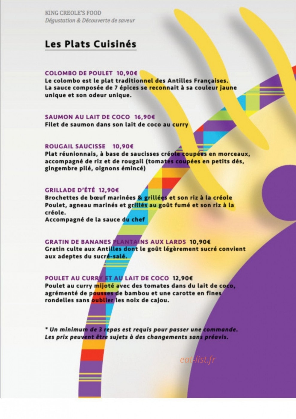 King Creole's Food — carte page 6
