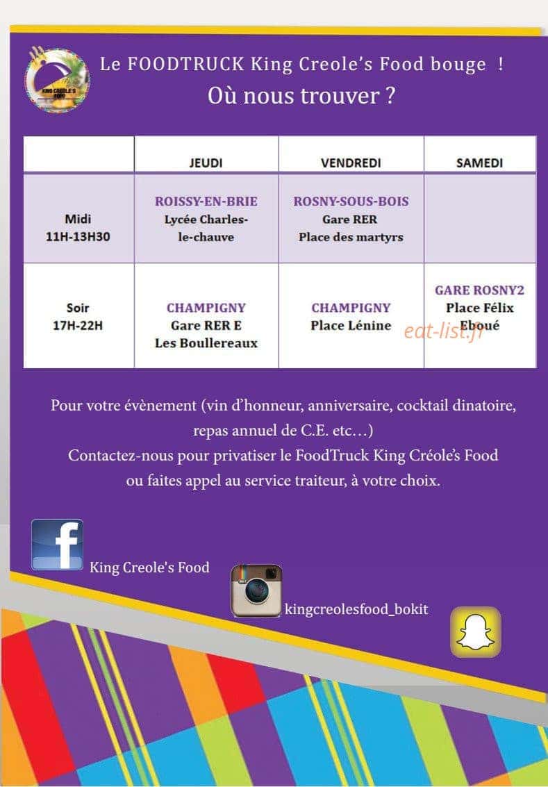 King Creole's Food — carte page 4