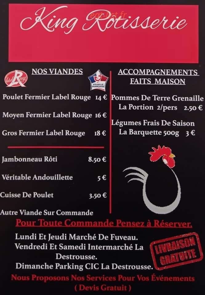 King Rôtisserie — carte page 1