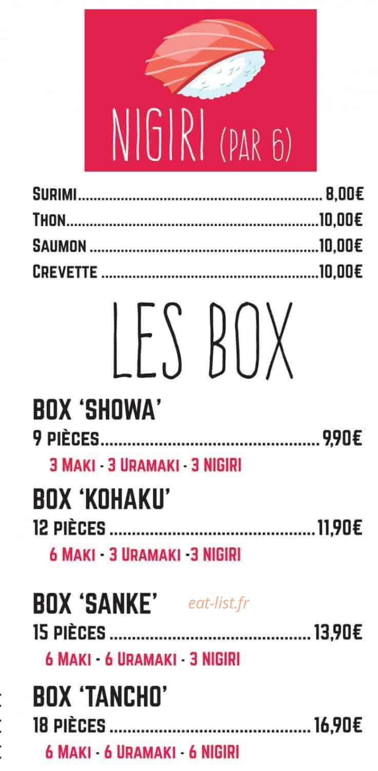 Koïguchi Sushi — carte page 3