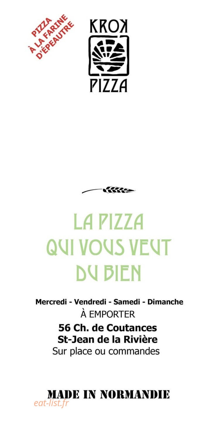 Krok Pizza — carte page 1