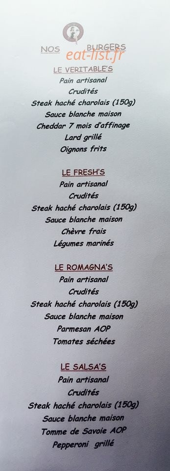 Kry's Burgers — carte page 1