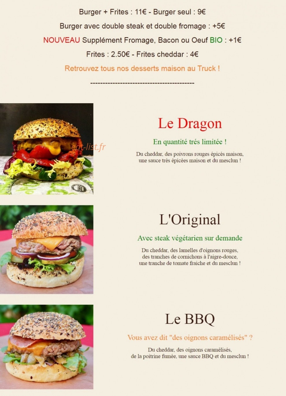 L'Arrêt Gourmand — carte page 1