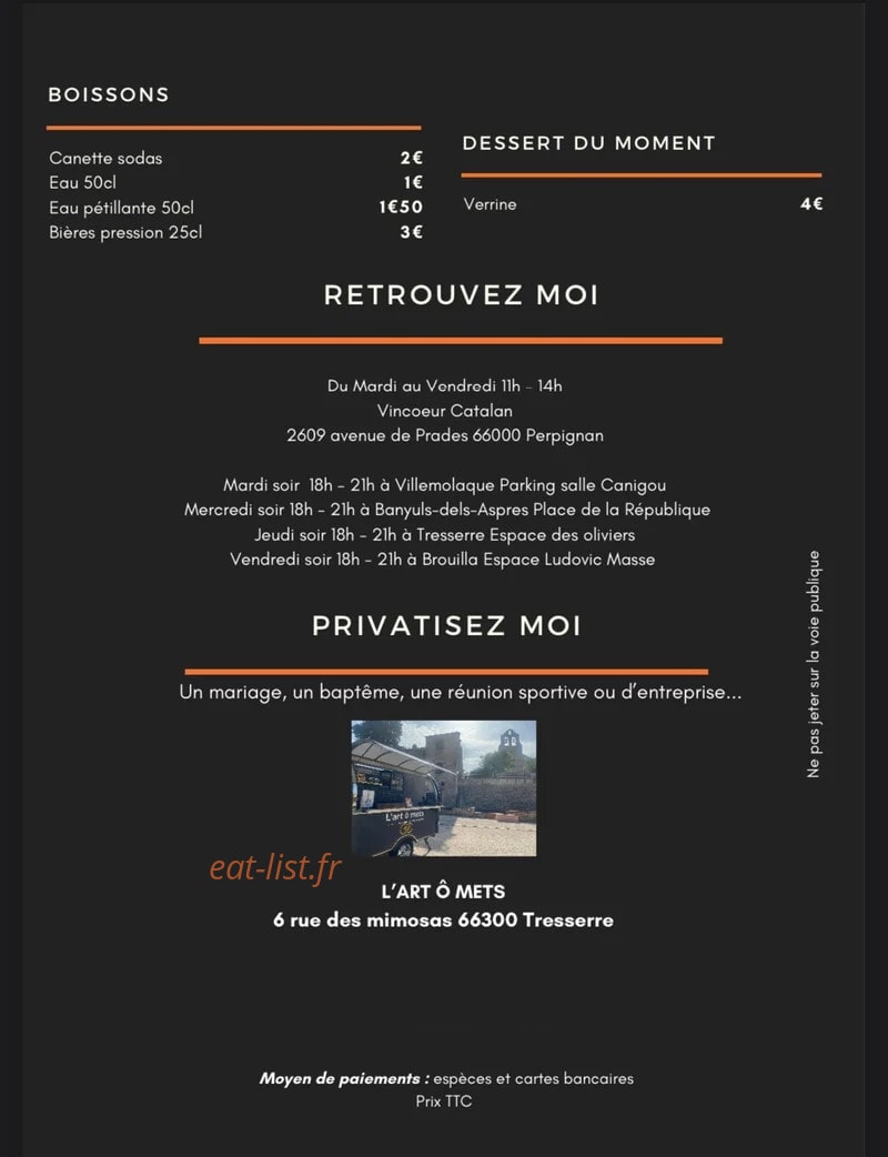 L'Art Ô Mets — carte page 2