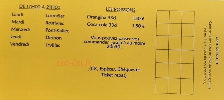 L'atelier a pizza — carte page 3