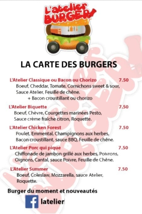 L'Atelier Burger — carte page 2