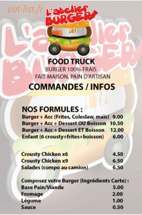 L'Atelier Burger — carte page 1