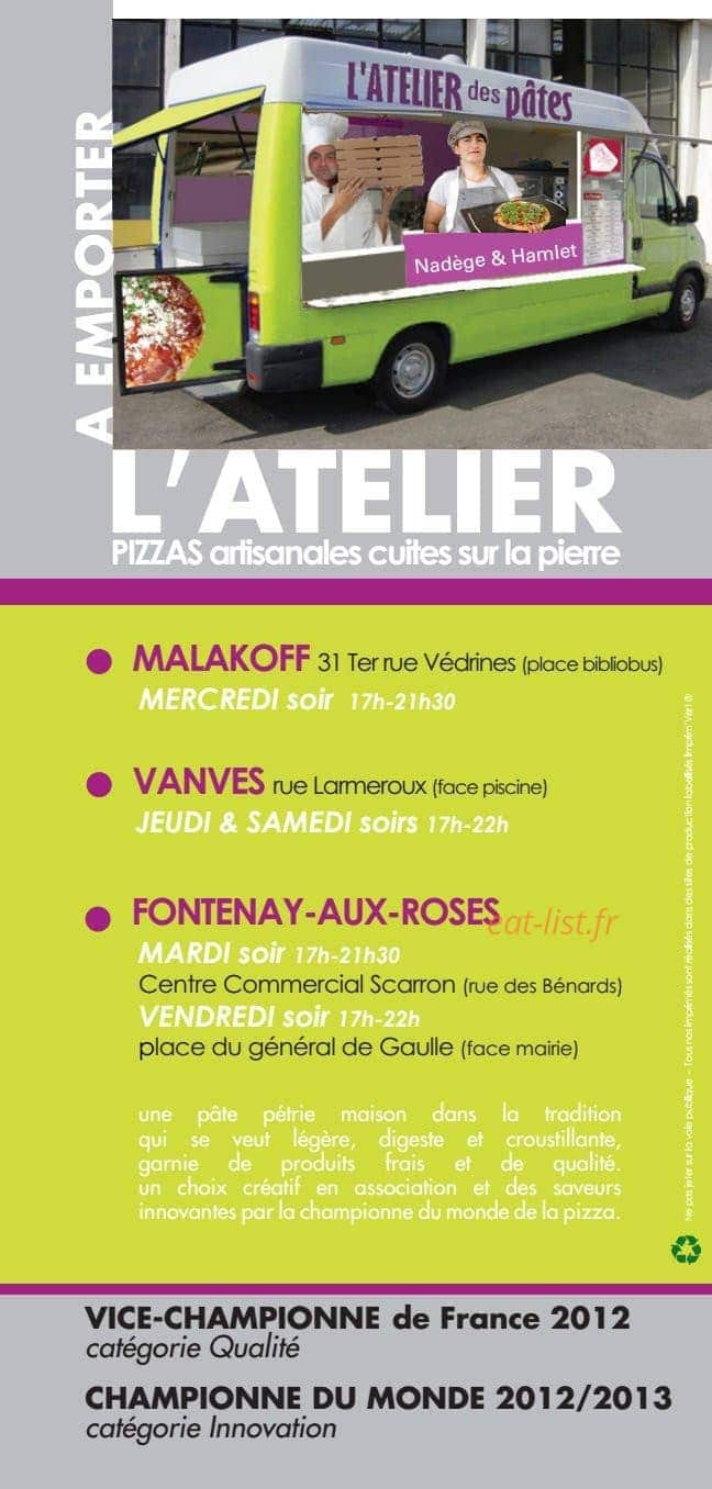 L'atelier des Pâtes — carte page 1