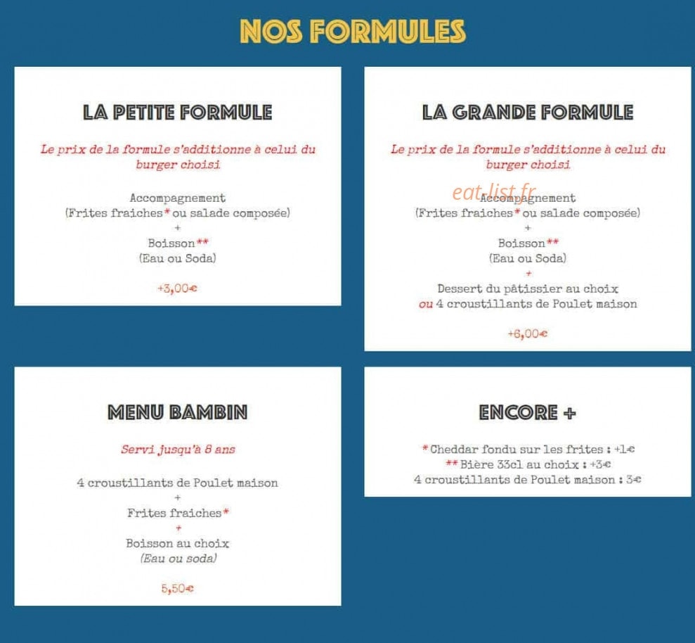 L'atelier du Burger — carte page 2