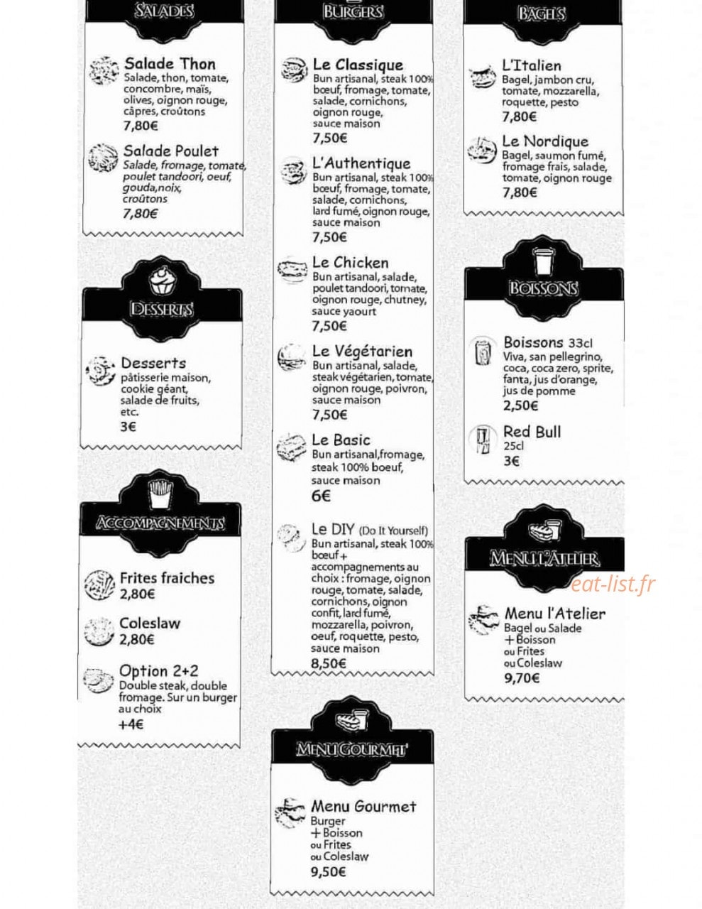 L'atelier du gourmet — carte page 1