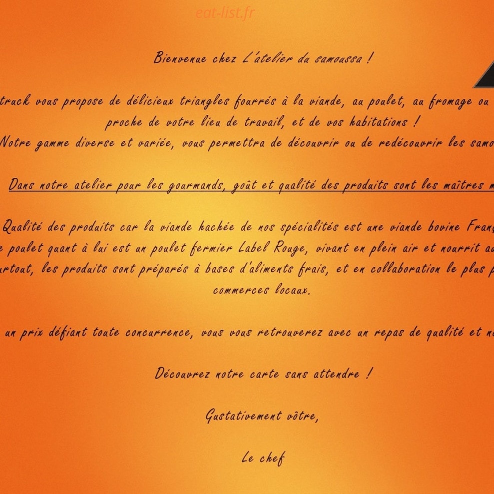 L'atelier du Samoussa — carte page 1