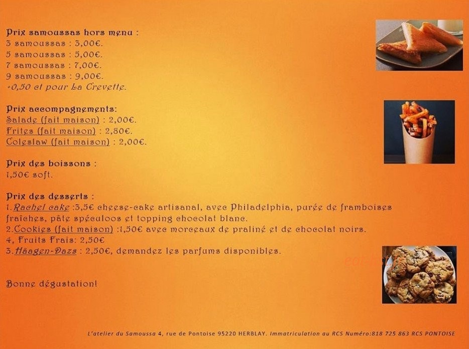 L'atelier du Samoussa — carte page 3