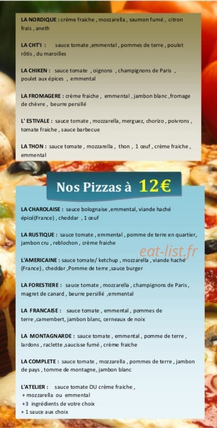 L'atelier pizza — carte page 2