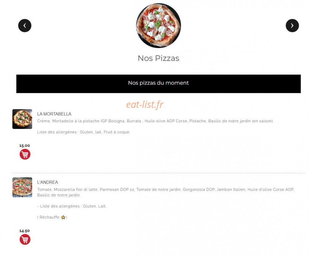 L'Atelier Pizza — carte page 1