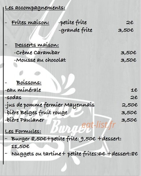 L'authentique Burger — carte page 2