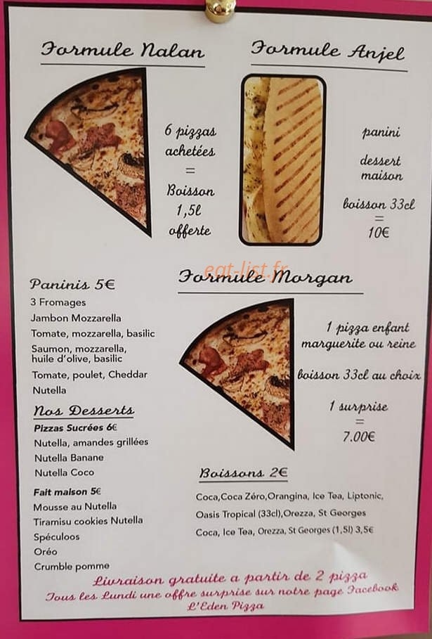 L'Eden Pizza — carte page 2