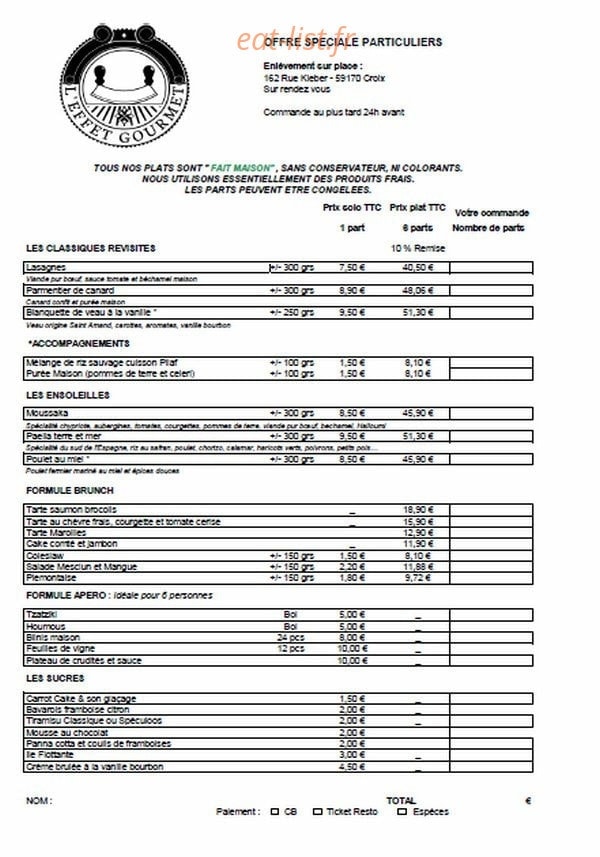 L'effet gourmet — carte page 2