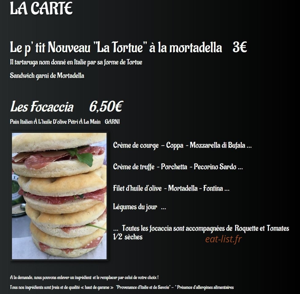 L'estafette Gourmande — carte page 1