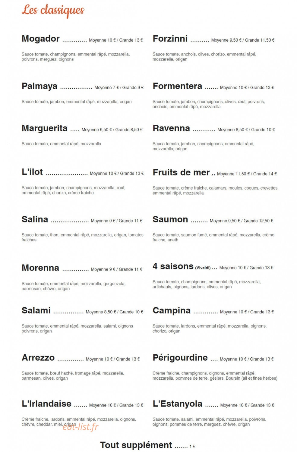 L' ilôt Pizza — carte page 3
