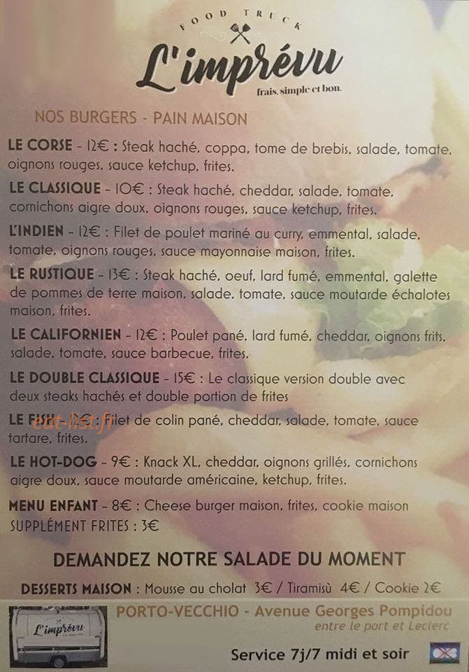 L'imprévu — carte page 1